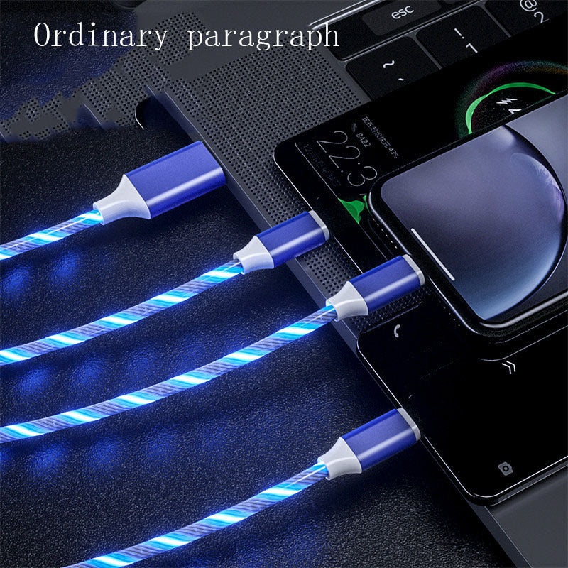 3-in-1 LED Flowing Light USB-C / Micro USB Charging Cable
