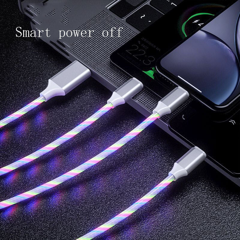 3-in-1 LED Flowing Light USB-C / Micro USB Charging Cable