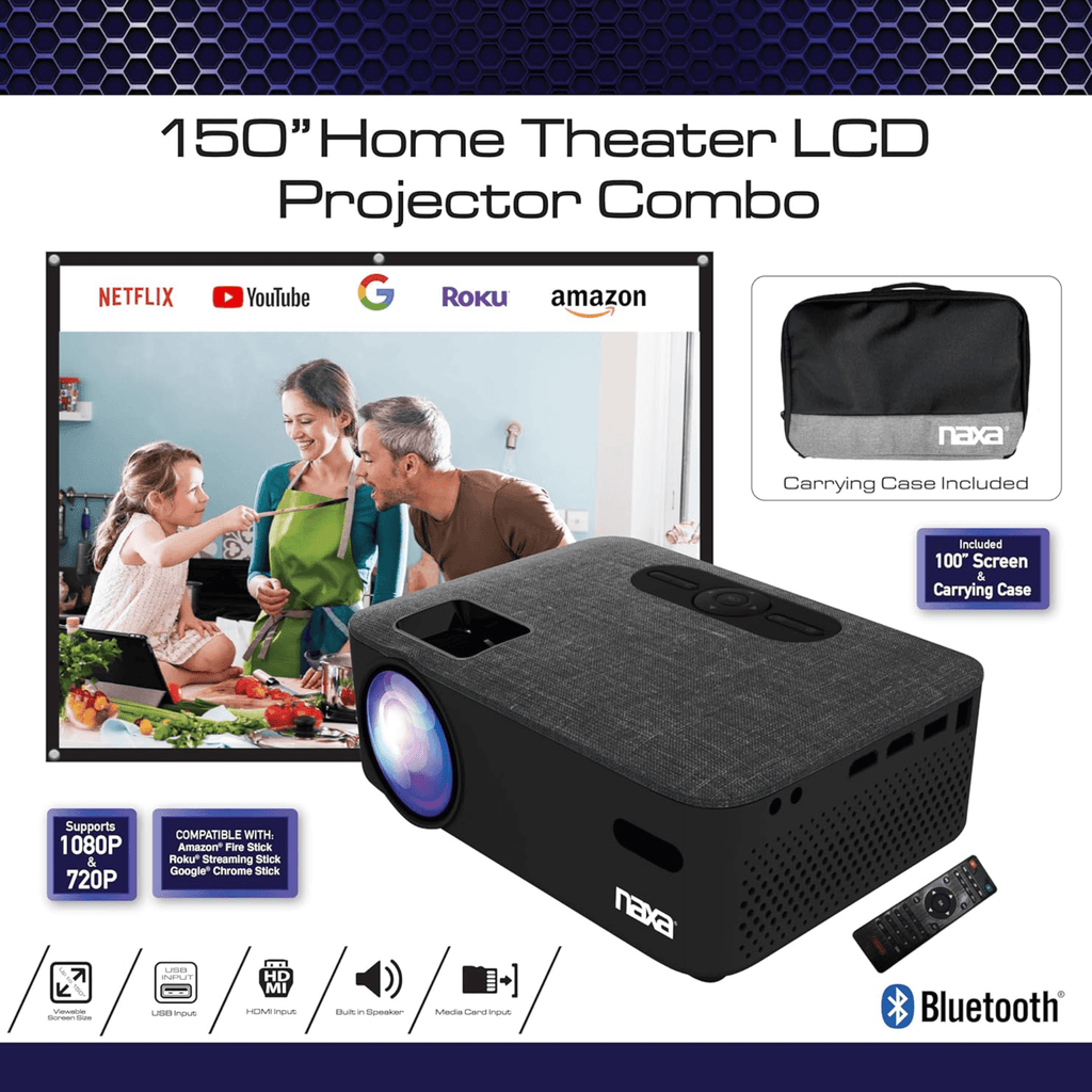 Naxa 150” Home Theater LCD Projector Combo
