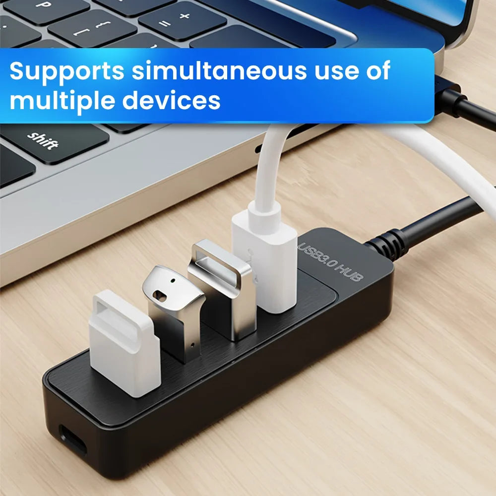 High Speed USB Hub 4 Ports USB 3.0 with Cable Type C Splitter Use Power Adapter Multiple Socket For PC Laptops Notebook Computer