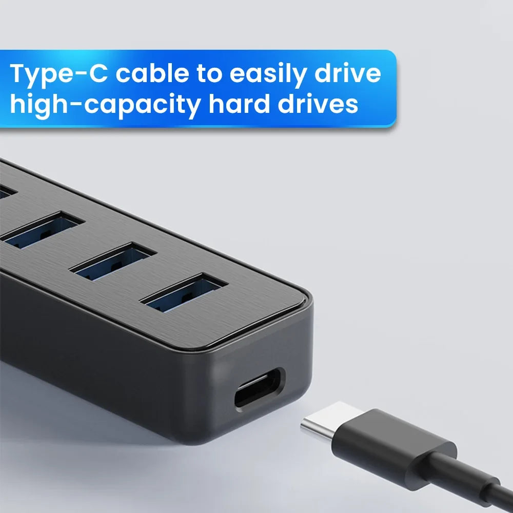High Speed USB Hub 4 Ports USB 3.0 with Cable Type C Splitter Use Power Adapter Multiple Socket For PC Laptops Notebook Computer