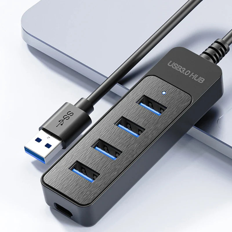 High Speed USB Hub 4 Ports USB 3.0 with Cable Type C Splitter Use Power Adapter Multiple Socket For PC Laptops Notebook Computer