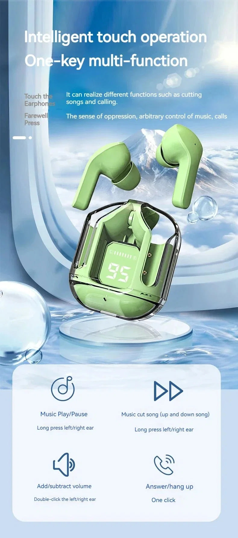 Sports Stereo Bass TWS Earbuds | Wireless Bluetooth 5.0 Earbuds with Charging Case
